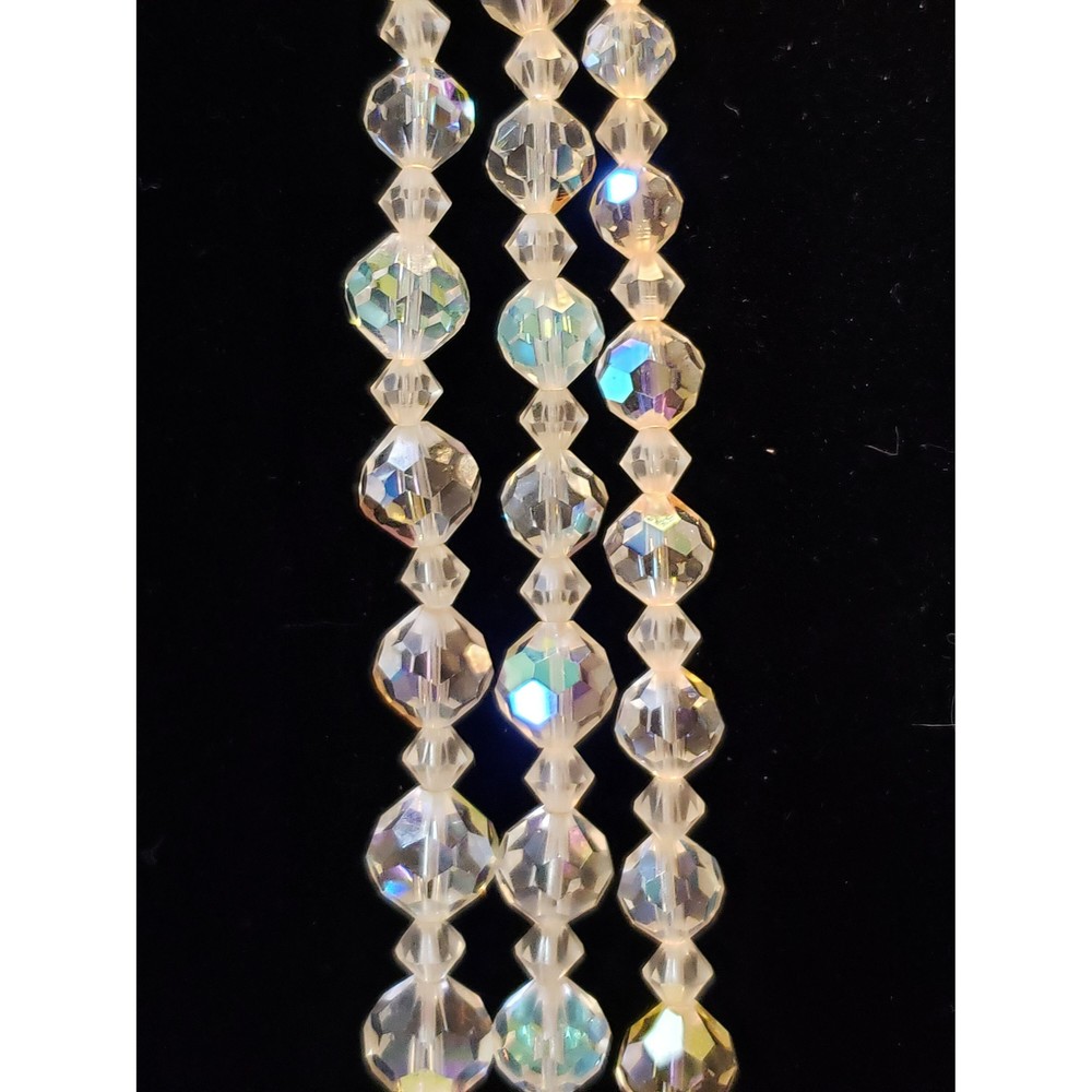 Vintage Vendome Triple Strand Aurora Borealis Crystal Beads In Original Box - Picture 4 of 10